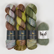 Dark Omen Yarn PRIMAEVAL SAGE Merino wool Nylon Mohair Silk Mixed Weight Quick Kits