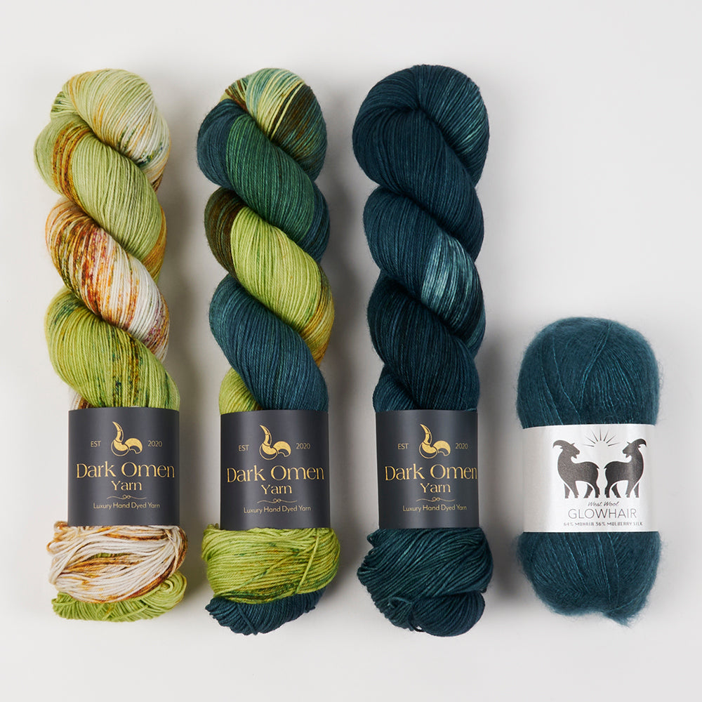 Dark Omen Yarn ENCHANTED AMSTERDAM Merino wool Nylon Mohair Silk Mixed Weight Quick Kits