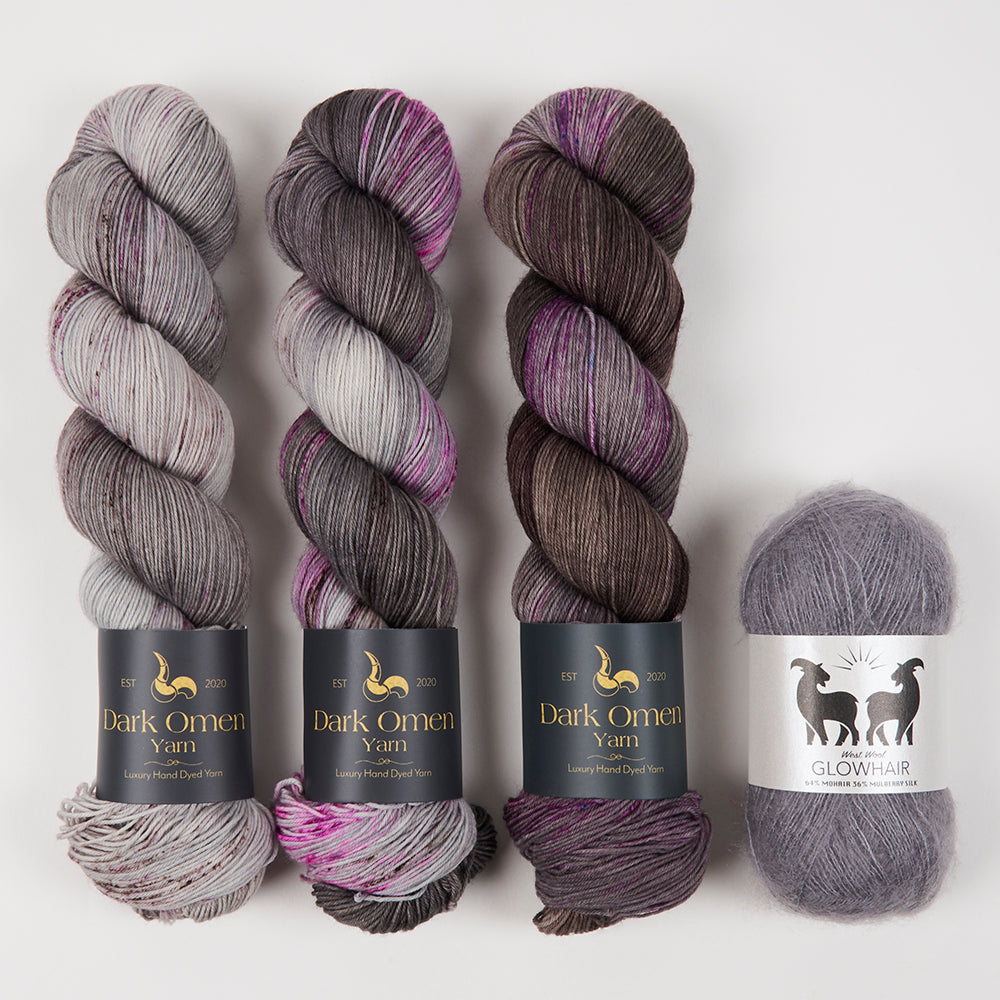Dark Omen Yarn GREYKJAVIK RITUAL Merino wool Nylon Mohair Silk Mixed Weight Quick Kits