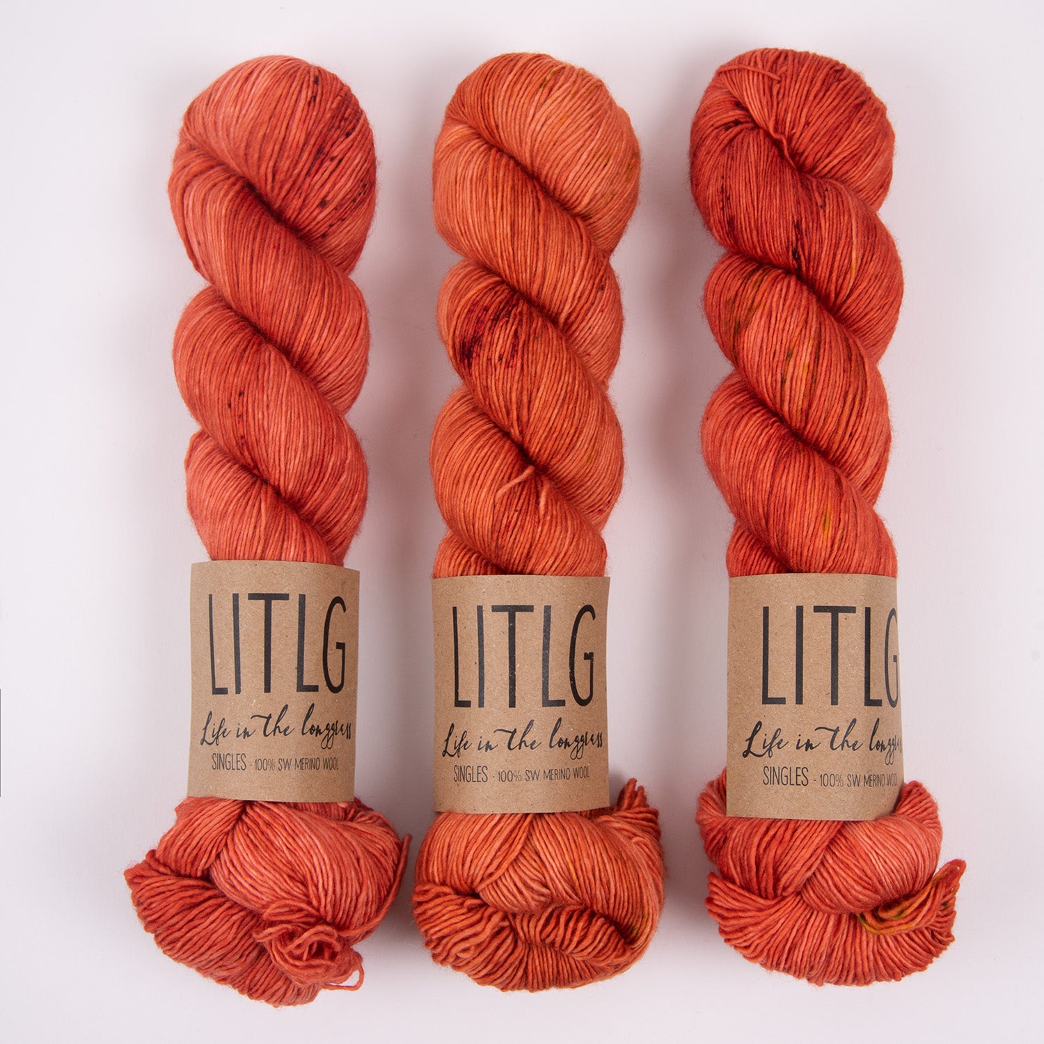 Life in The Long Grass LITLG SINGLES - GIRLY TOMATO Merino wool Fingering red coral Yarn