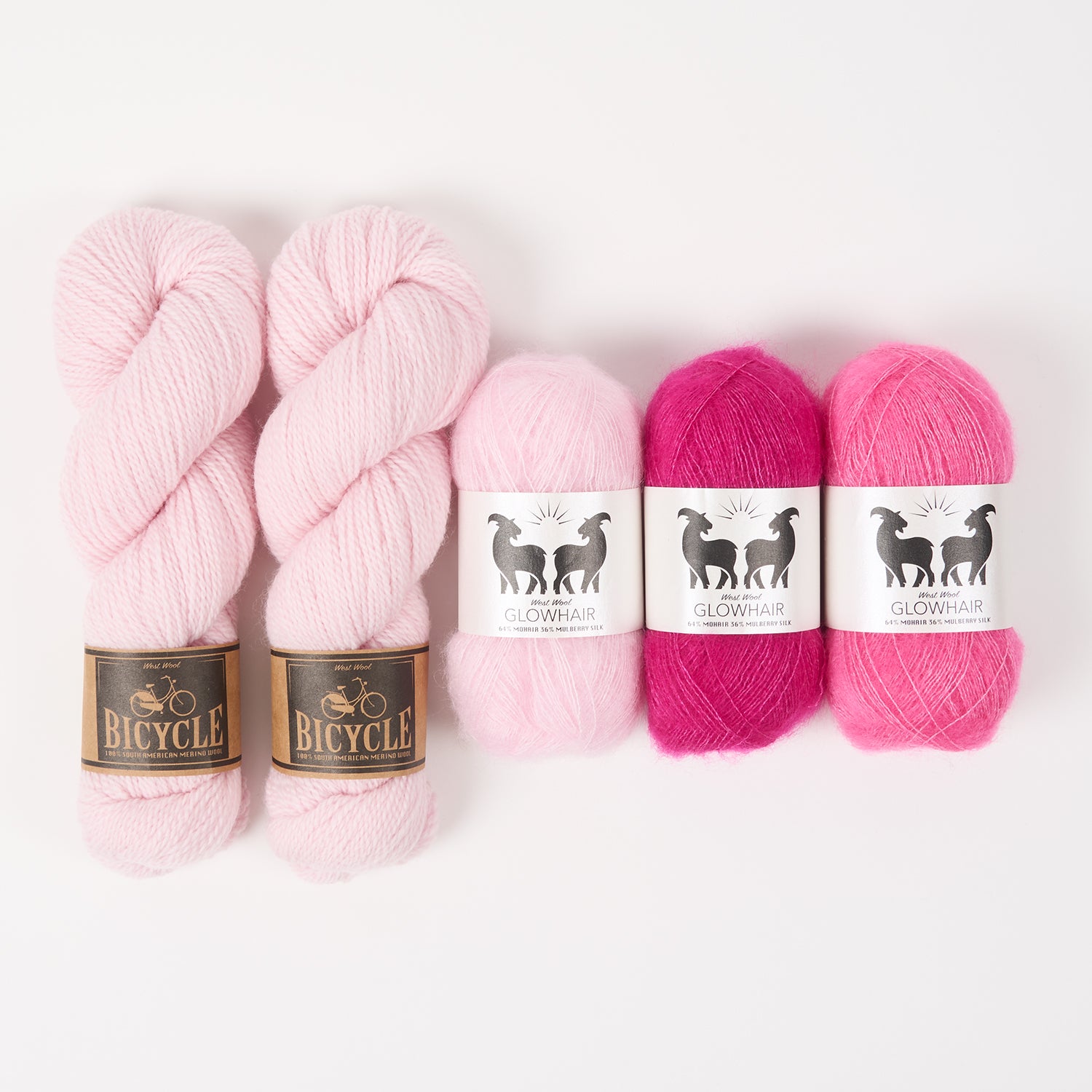 West Wool BABY POWDER Mohair Silk Merino wool Mixed Weight Quick Kits