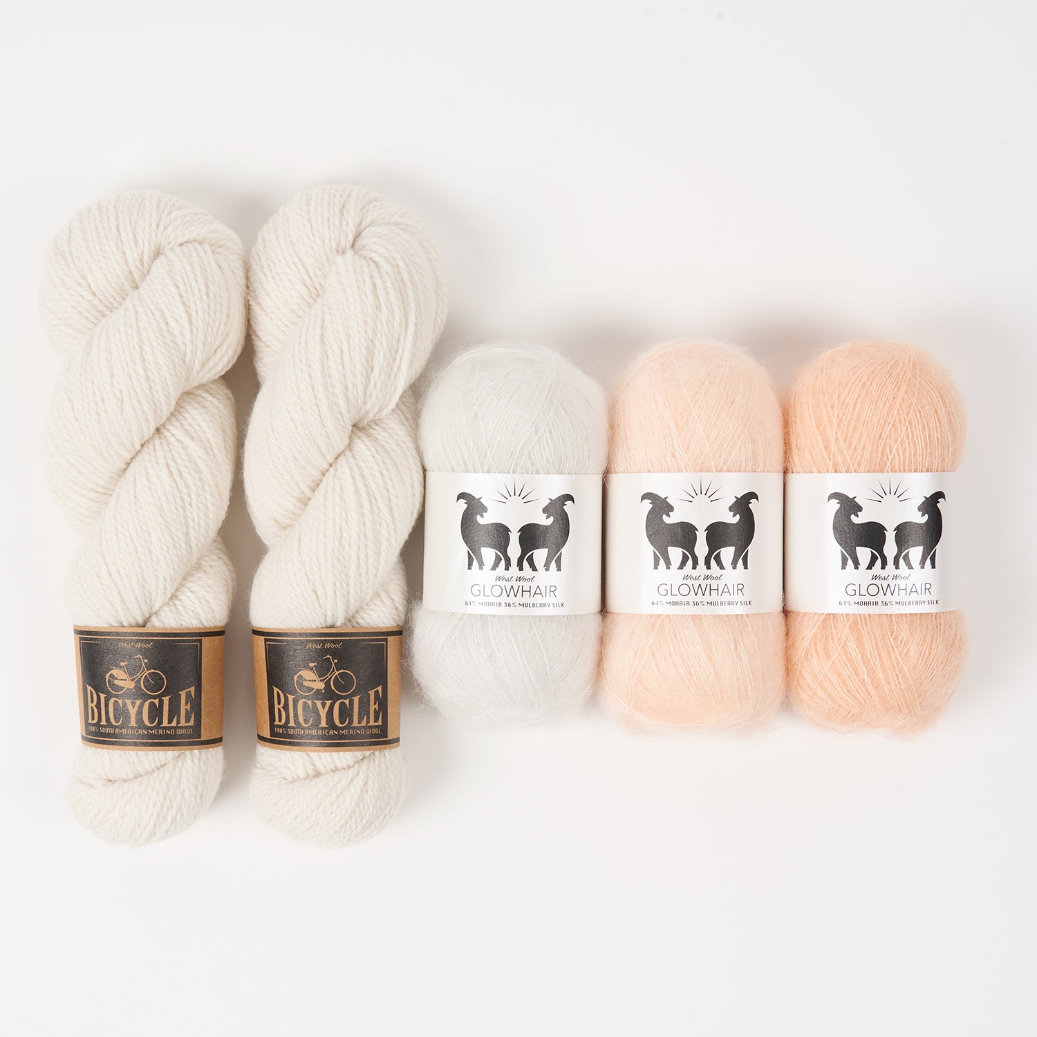 West Wool DELICATE NATURE Mohair Silk Merino wool Mixed Weight Quick Kits