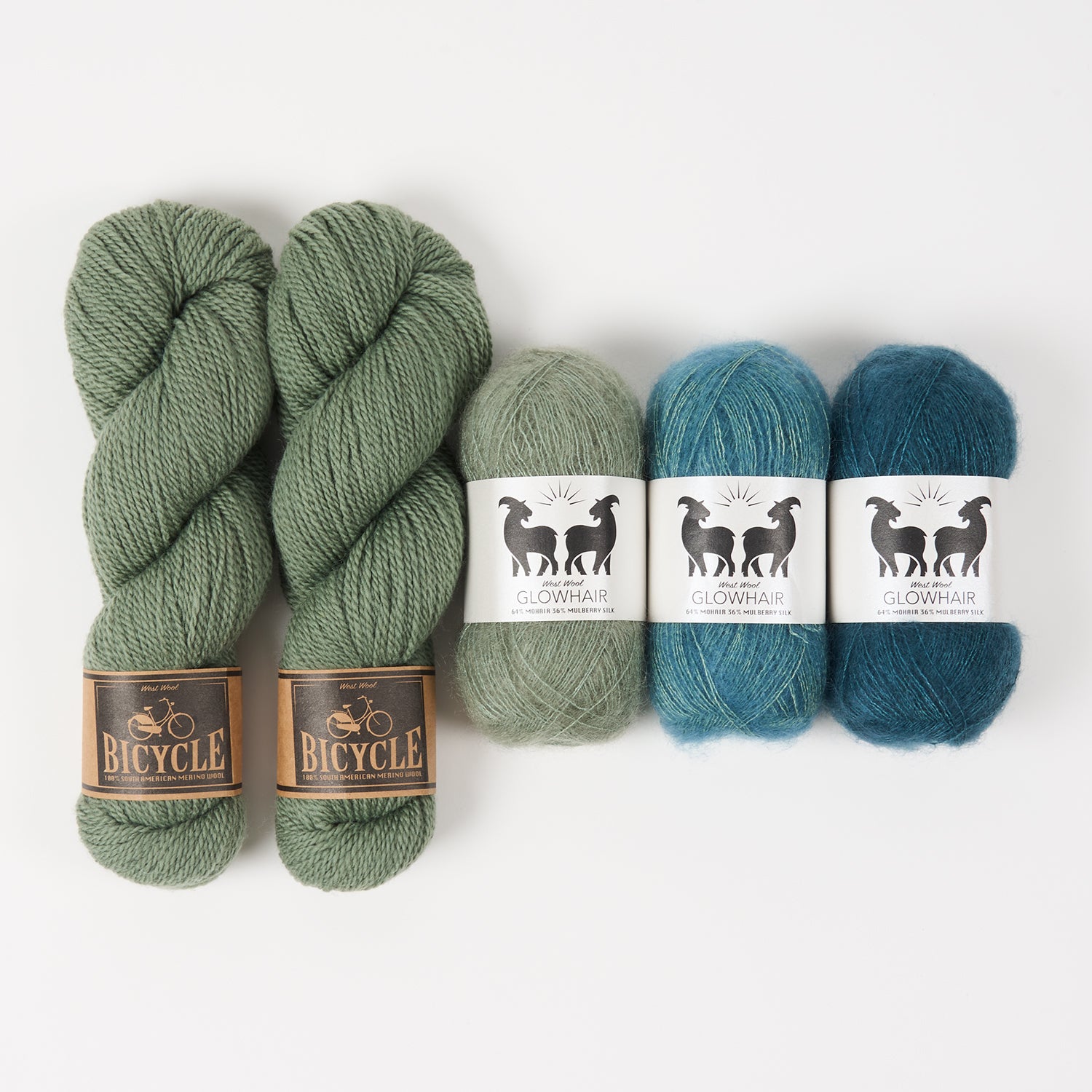 West Wool WESTKNITS KIT - MAGIC SAGE Mohair Silk Merino wool Lace Fingering green Westknits Kits