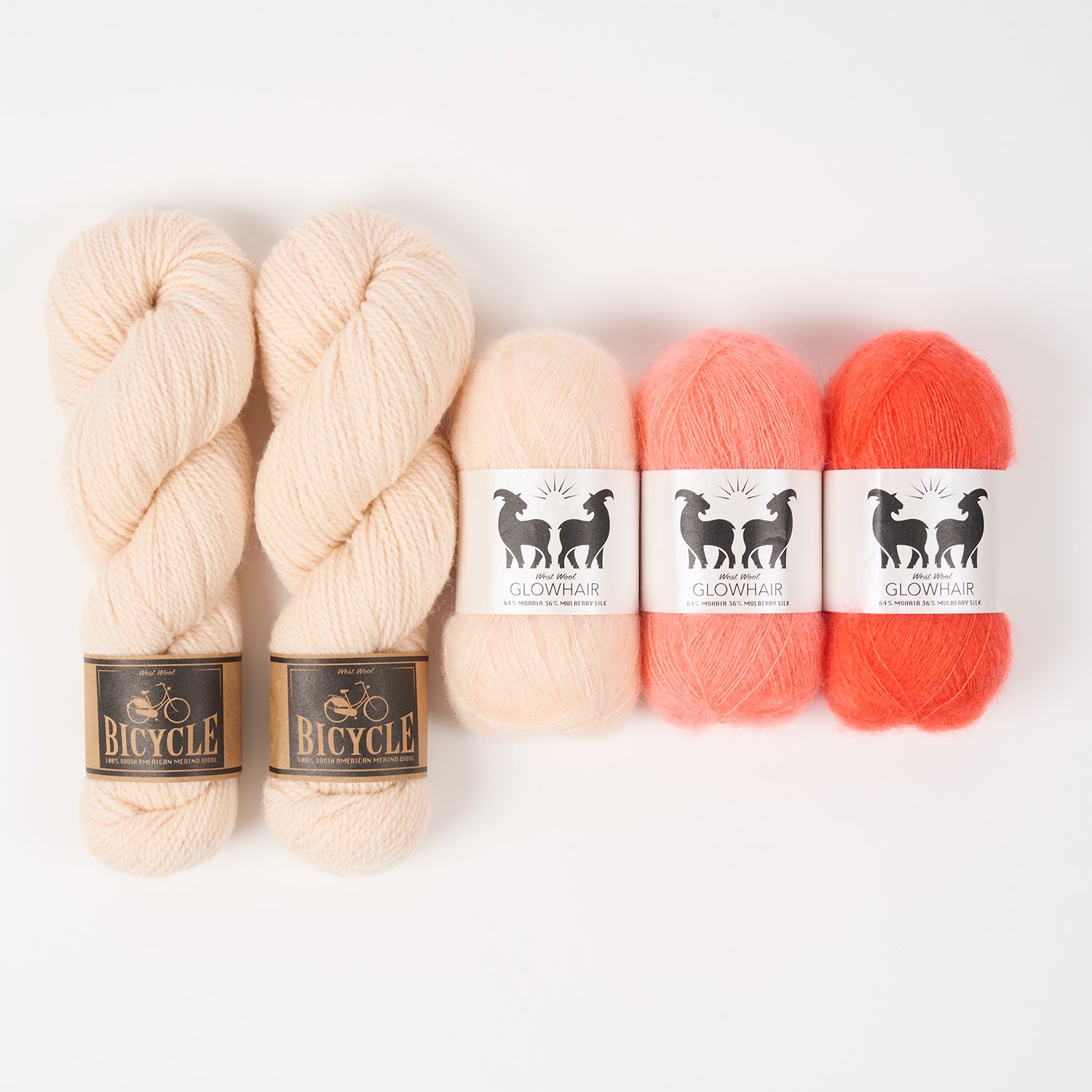 West Wool ORANGE UNDERTONE Mohair Silk Merino wool Mixed Weight Quick Kits