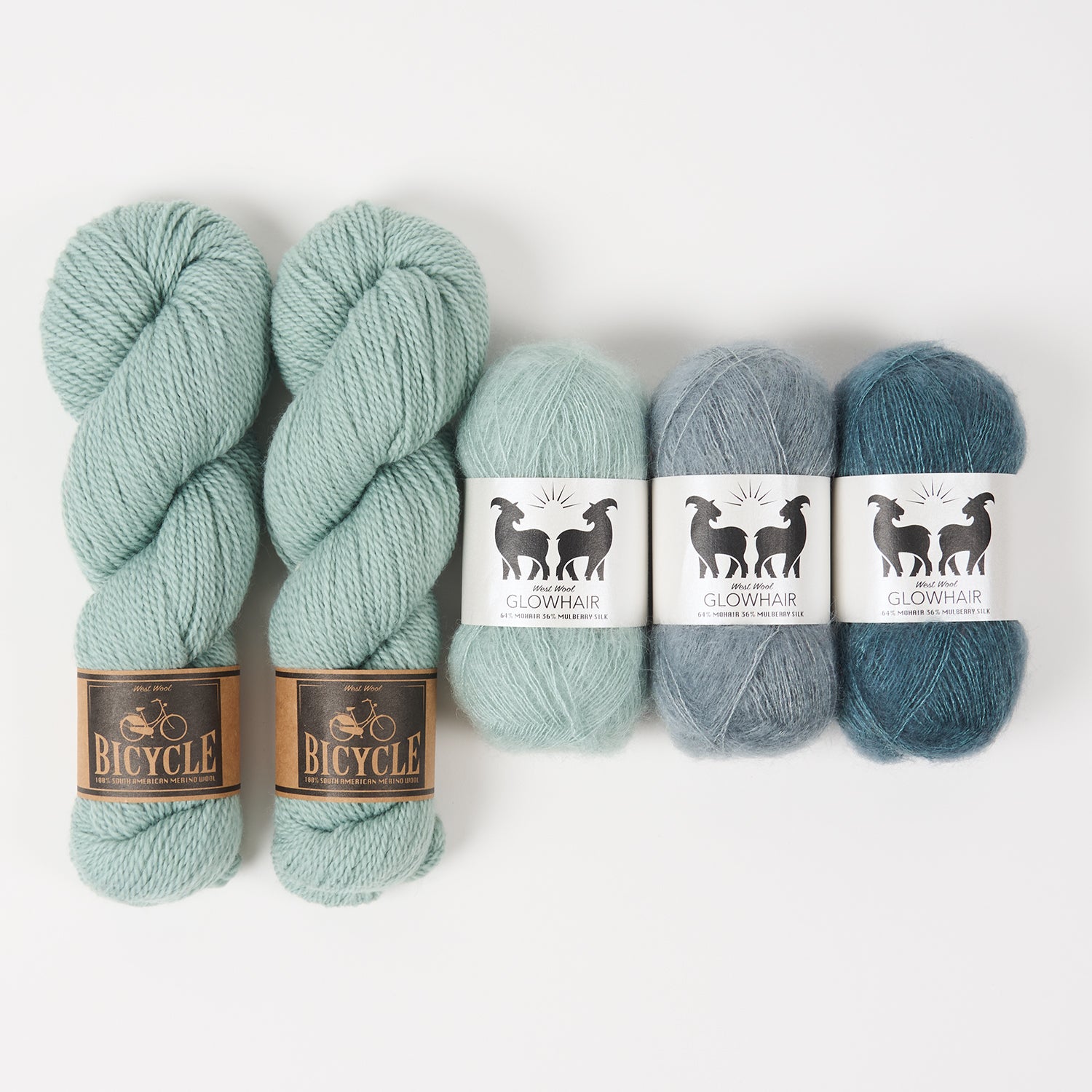 West Wool SEA TREES Mohair Silk Merino wool Mixed Weight Quick Kits