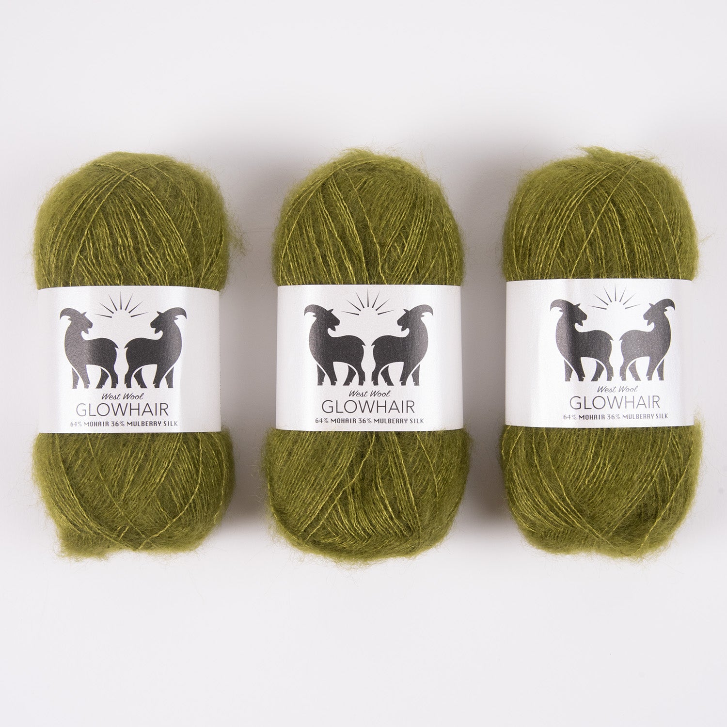 West Wool GLOWHAIR - GREEN OLIVE Mohair Silk Lace green Yarn