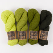 West Wool EMBOSSED JACQUARD SKINNY SCARF - PICKLED GREENS Merino wool DK green Westknits Kits