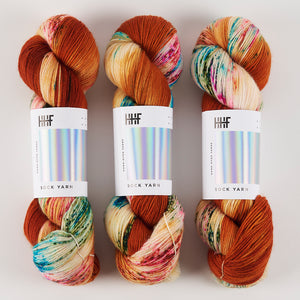 Hedgehog Fibres HEDGEHOG SOCK - GUPPY Merino wool Nylon Fingering orange multicolour Yarn