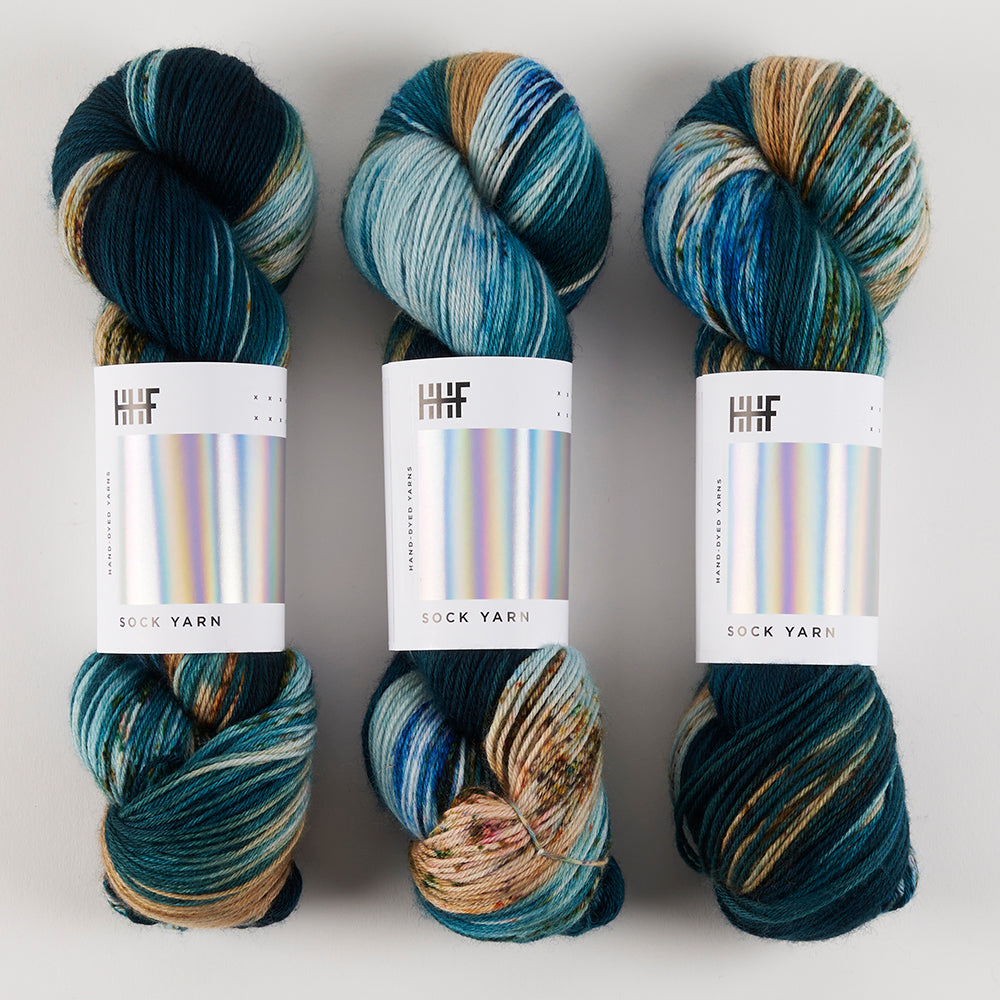Hedgehog Fibres HEDGEHOG SOCK - LONE WOLF Merino wool Nylon Fingering blue green Yarn