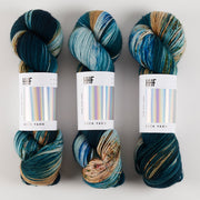 Hedgehog Fibres HEDGEHOG SOCK - LONE WOLF Merino wool Nylon Fingering blue green Yarn