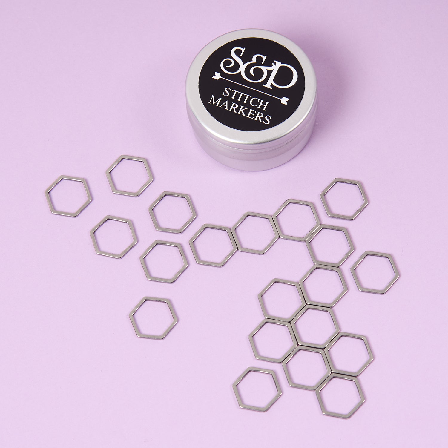 Stephen & Penelope Notions HEXAGON SILVER STITCH MARKER 20 PICS Tools
