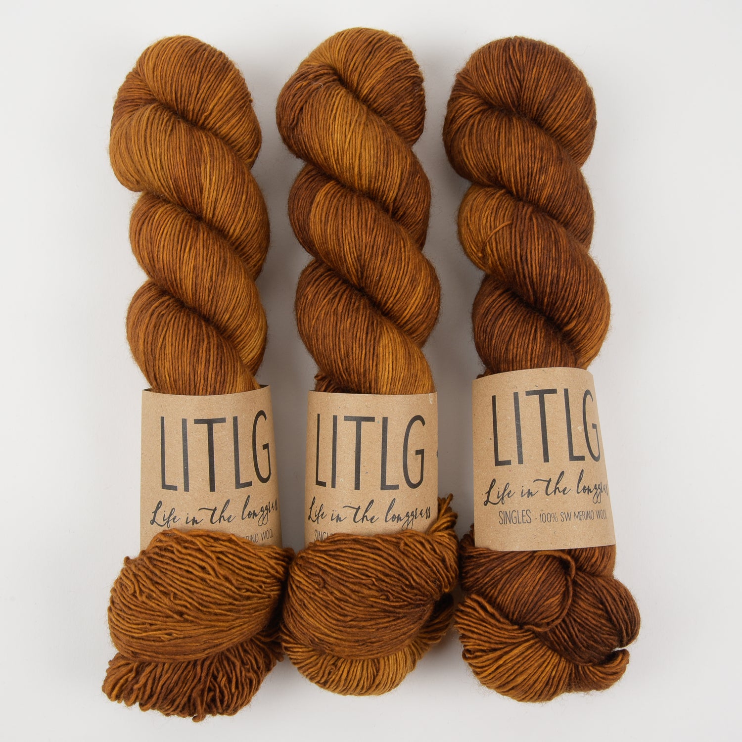 Life in The Long Grass LITLG SINGLES - HIBERKNIT Merino wool Fingering brown Yarn