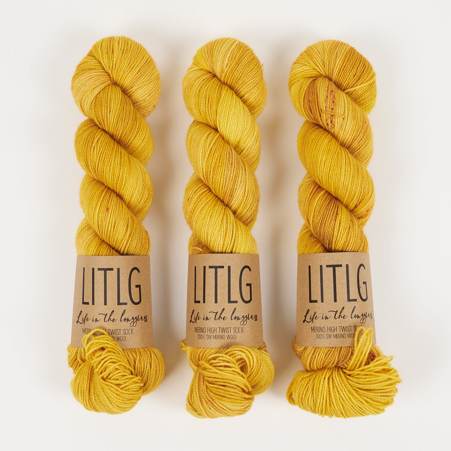 Life in The Long Grass HIGH TWIST SOCK - EMBER Merino wool Fingering yellow Yarn