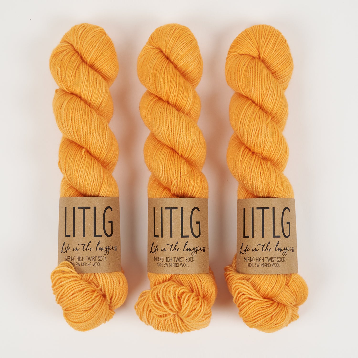 Life in The Long Grass HIGH TWIST SOCK - TANGERINE Merino wool Fingering orange Yarn