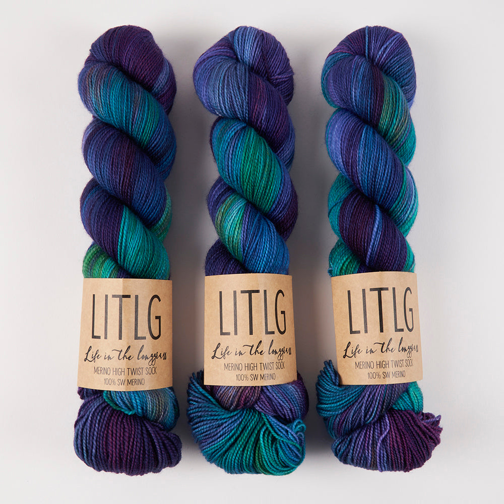 Life in The Long Grass HIGH TWIST SOCK - AMETHYST Merino wool Fingering purple Yarn