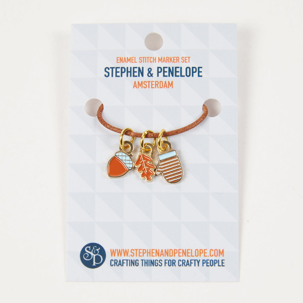 Stephen & Penelope Notions ENAMEL STITCH MARKER SET - ACORN Sundries