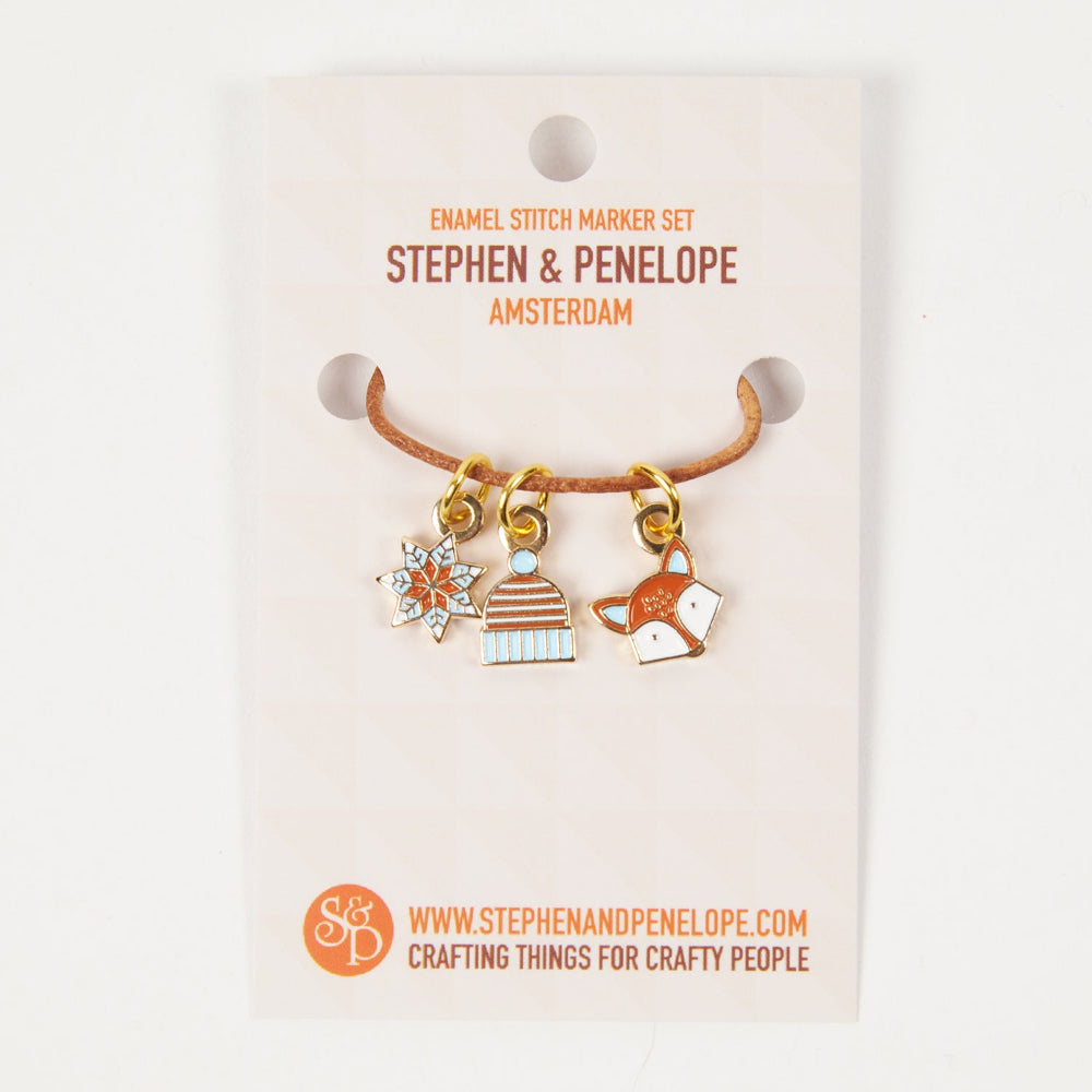 Stephen & Penelope Notions ENAMEL STITCH MARKER SET - FOX Sundries