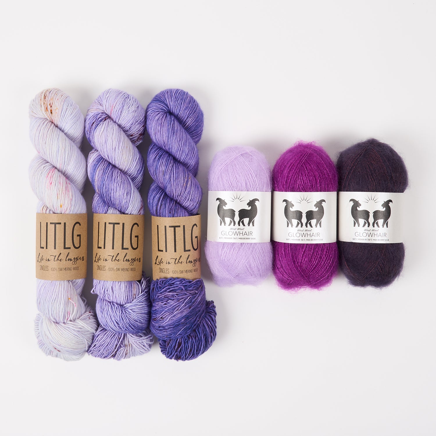 Life in The Long Grass WESTKNITS KIT - LAVENDER FROST Merino wool Mohair Silk Fingering  Lace purple Westknits Kits