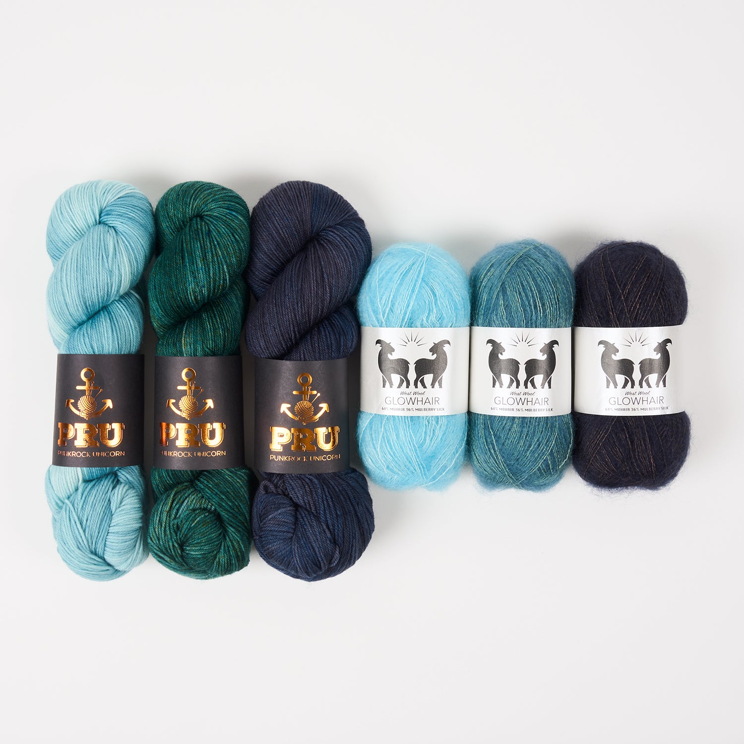 Punk Rock Unicorn WESTKNITS KIT - ROBIN FROST Merino wool Nylon Mohair Silk Fingering  Lace blue turquoise Westknits Kits