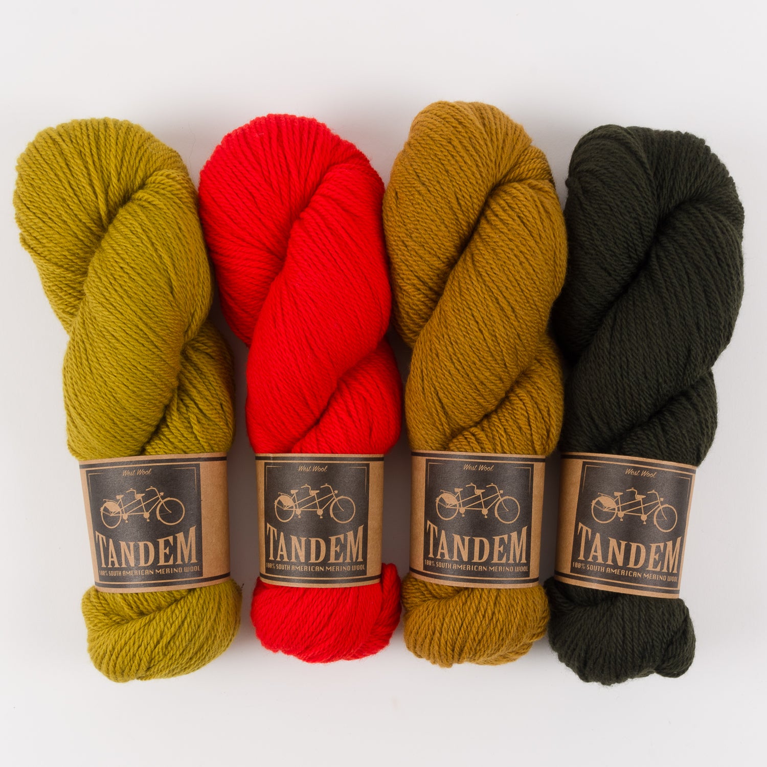 West Wool RED MUSTARD Merino wool DK Quick Kits