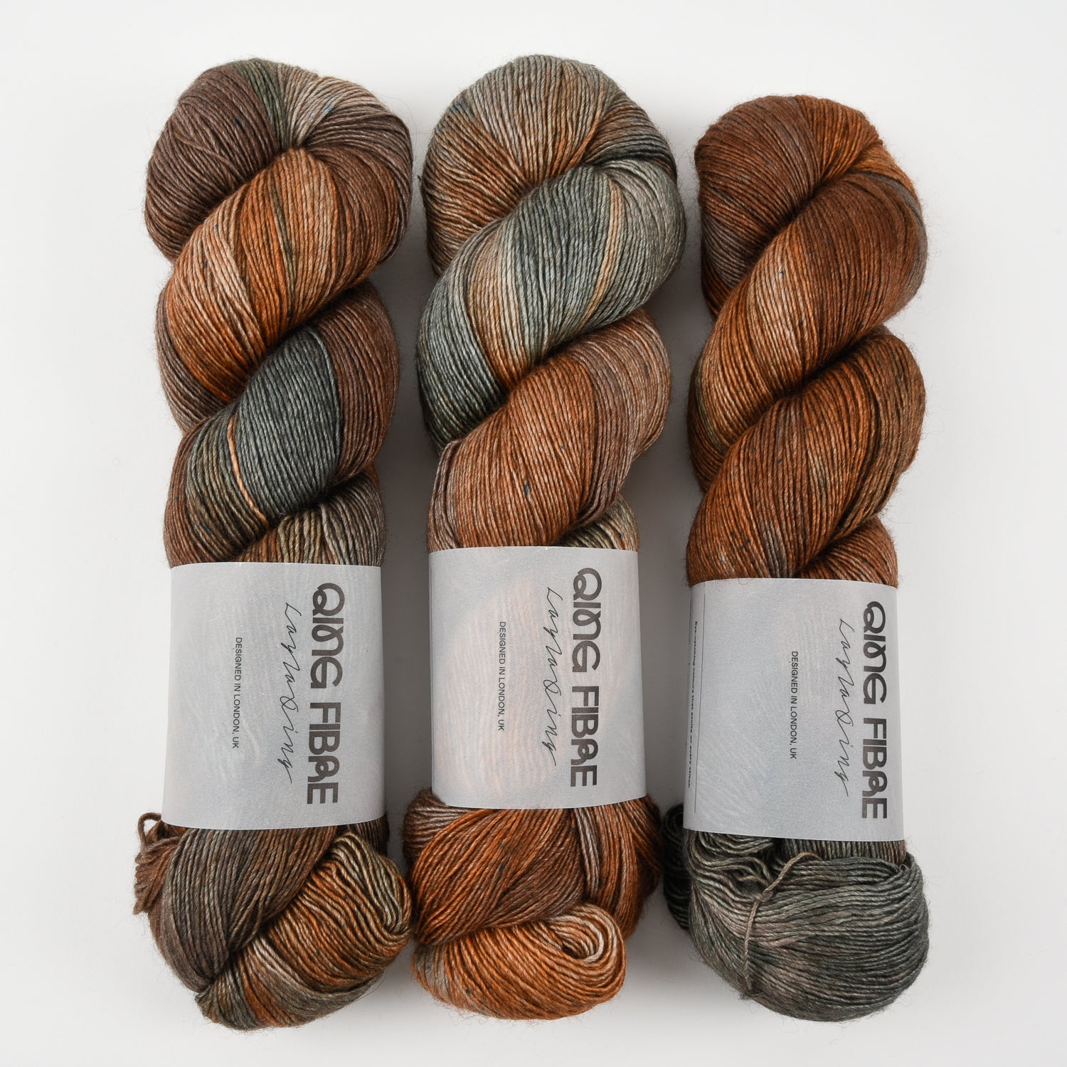 Qing Fibre QING YAK SINGLES - ISLAND Merino wool Yak Silk Fingering brown Yarn