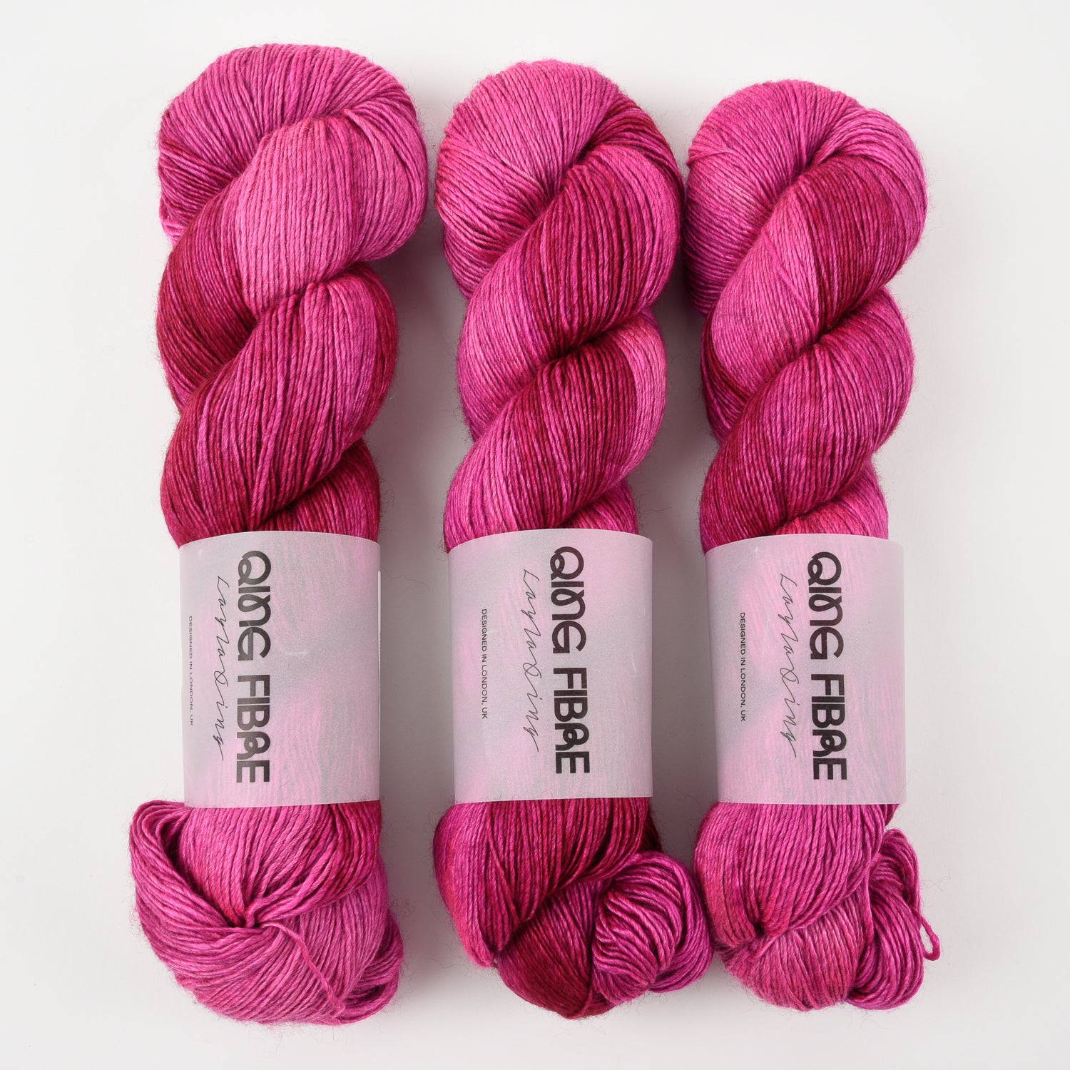Qing Fibre QING YAK SINGLES - KIKI Merino wool Yak Silk Fingering pink Yarn