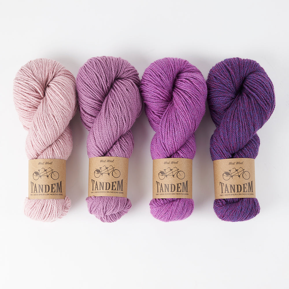 West Wool TANDEM 4 COLOUR 4 SKEINS KITS teal peach coral grey gray-1 red yellow white purple turquoise orange blue black pink brown green Quick Kits