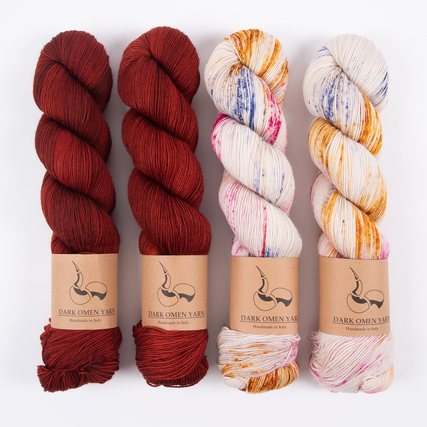Dark Omen Yarn WESTKNITS KIT - INQUISITIVE FURNACE Merino wool Nylon Fingering red multicolour white Westknits Kits