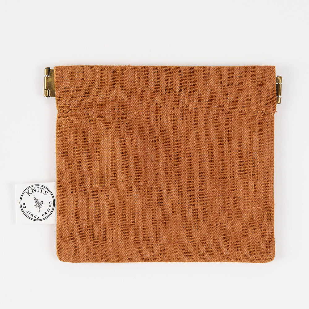 KNITS by Cindy Ekman LINEN PUSH POUCH - RUST orange Project Bags