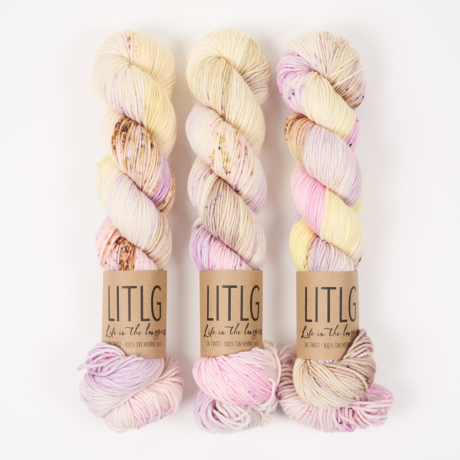 Life in The Long Grass LITLG DK TWIST - CLOUDSCAPE Merino wool DK multicolour pink yellow Yarn