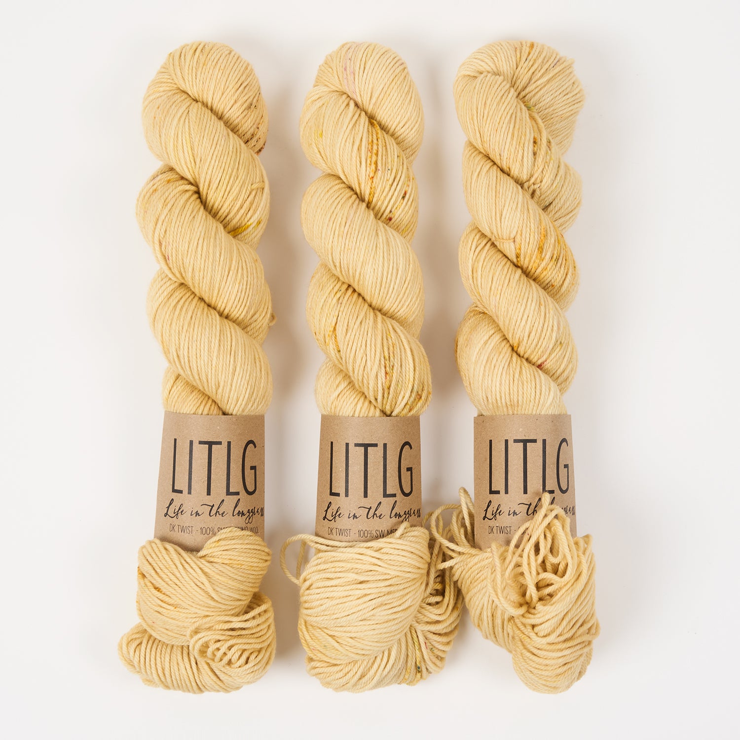 Life in The Long Grass LITLG DK TWIST - GLITTER Merino wool DK yellow Yarn