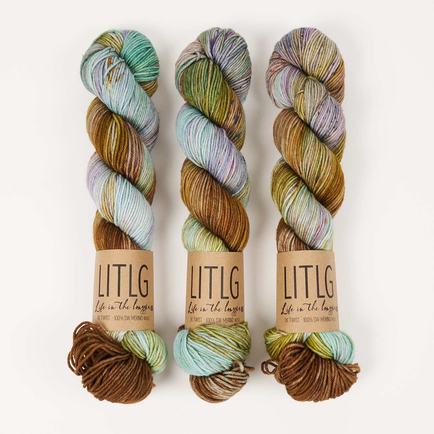 Life in The Long Grass LITLG DK TWIST - FIREFLY Merino wool DK multicolour brown green Yarn