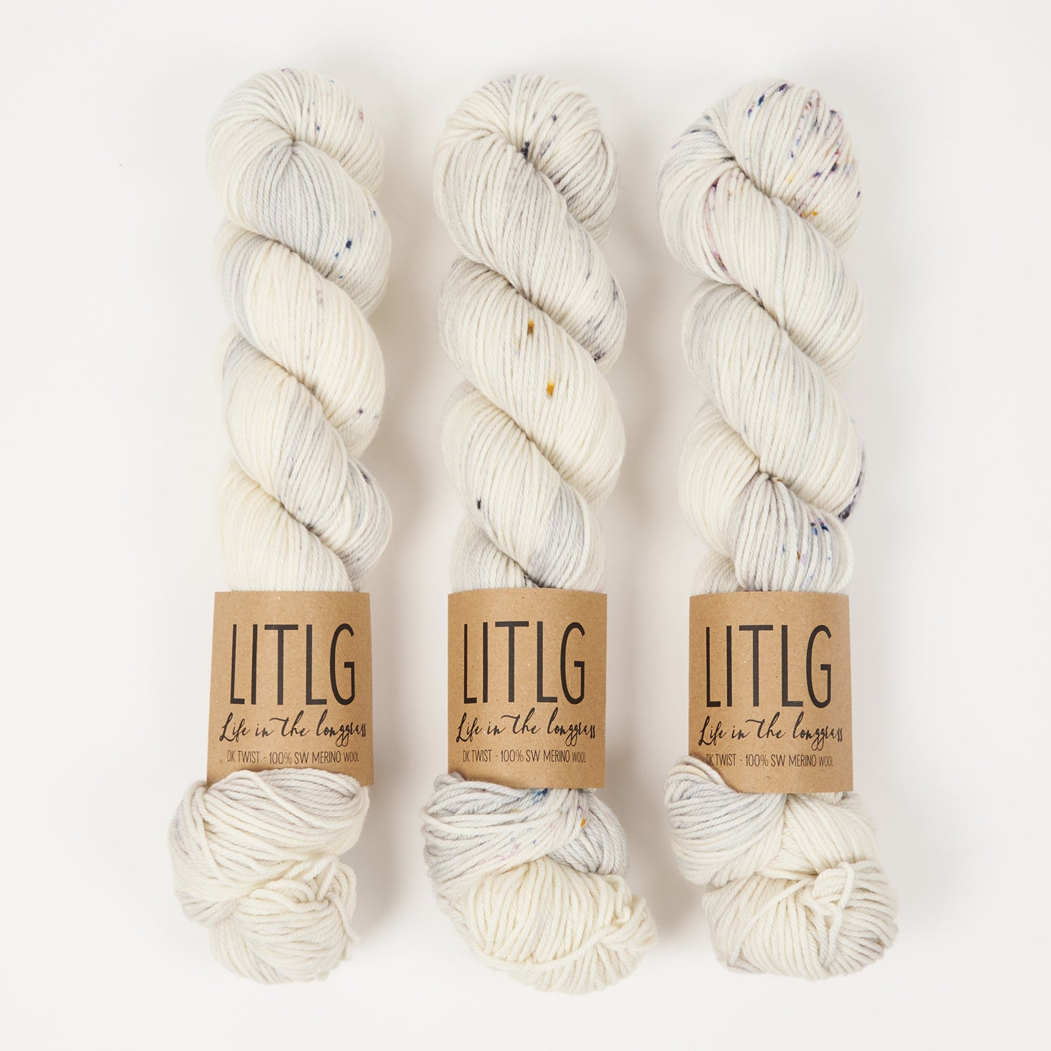 Life in The Long Grass LITLG DK TWIST - STONE Merino wool DK white grey Yarn