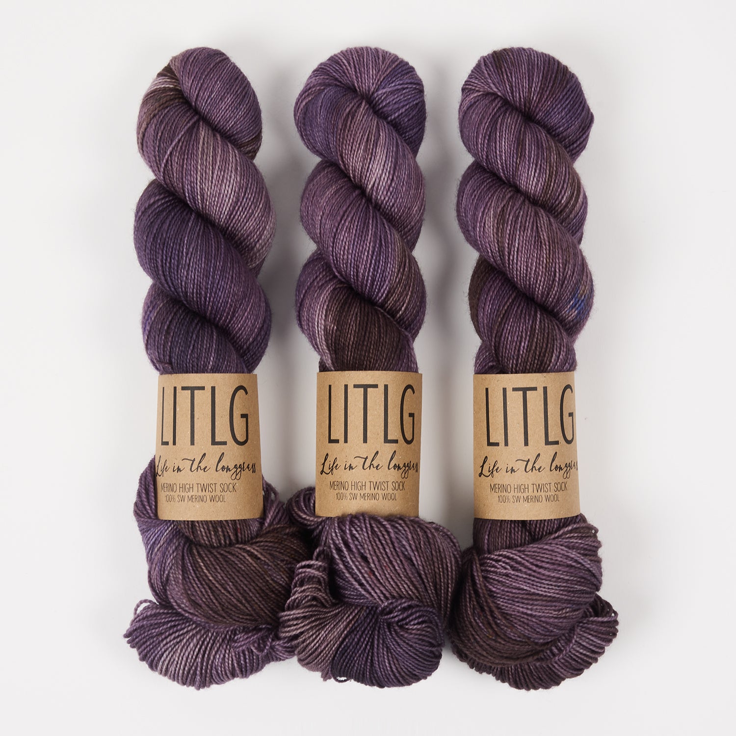Life in The Long Grass HIGH TWIST SOCK - DUSKY Merino wool Fingering purple Yarn