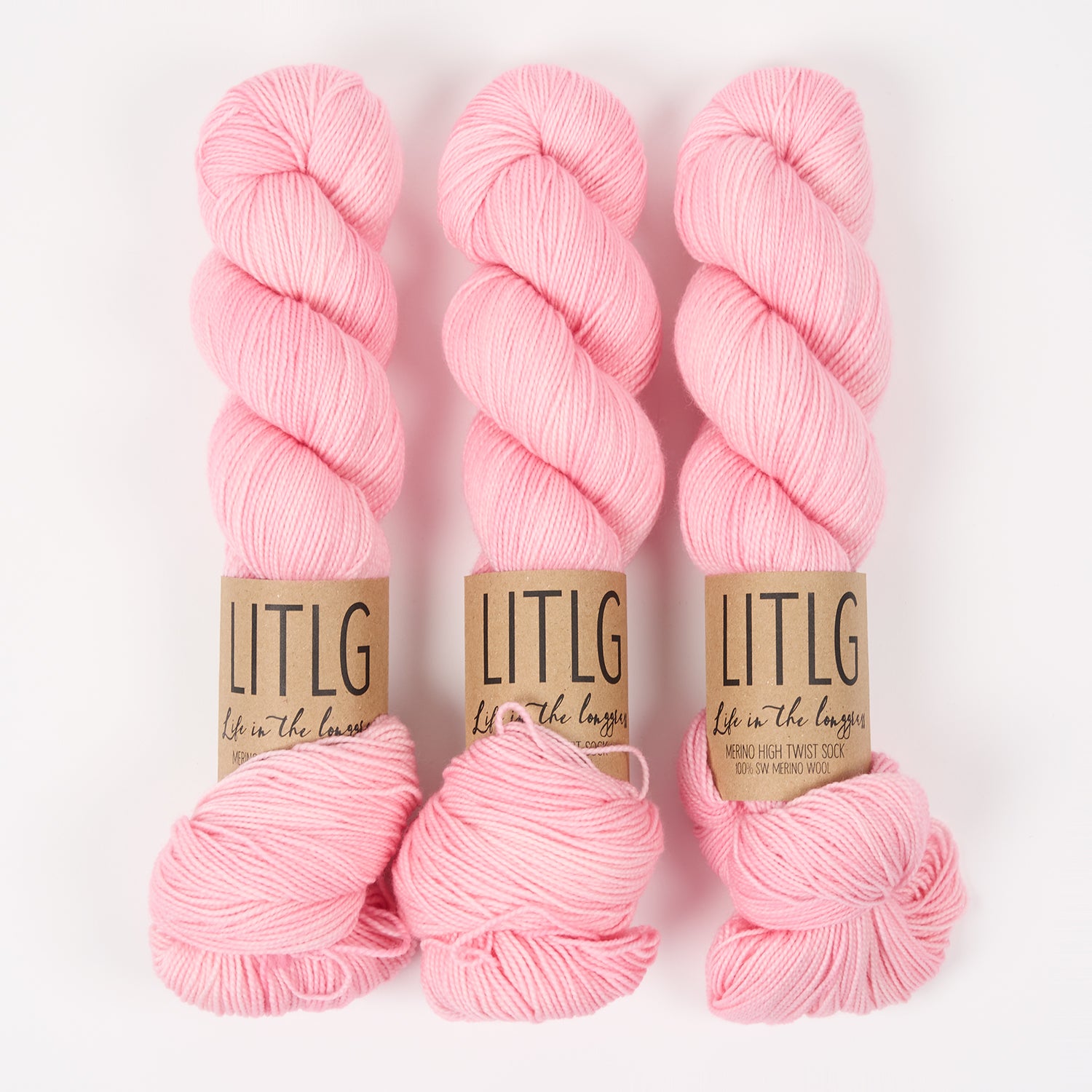 Life in The Long Grass HIGH TWIST SOCK - SODA Merino wool Fingering pink Yarn