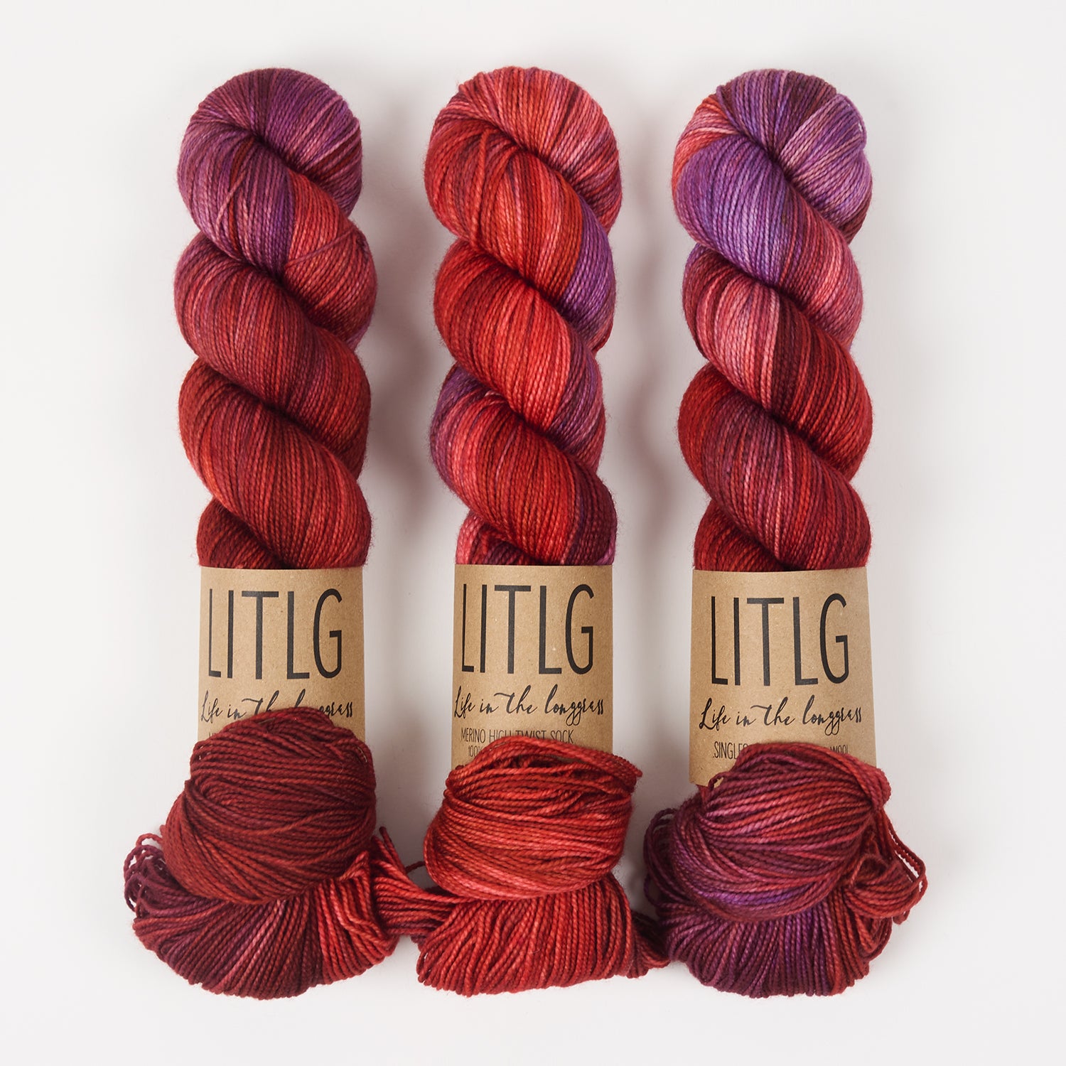 Life in The Long Grass HIGH TWIST SOCK - AUGUR Merino wool Fingering red Yarn