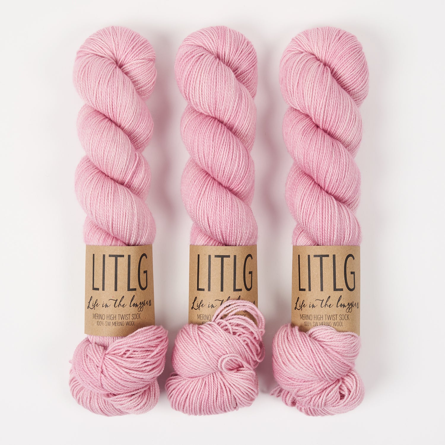 Life in The Long Grass HIGH TWIST SOCK - BLOSSOM Merino wool Fingering pink Yarn