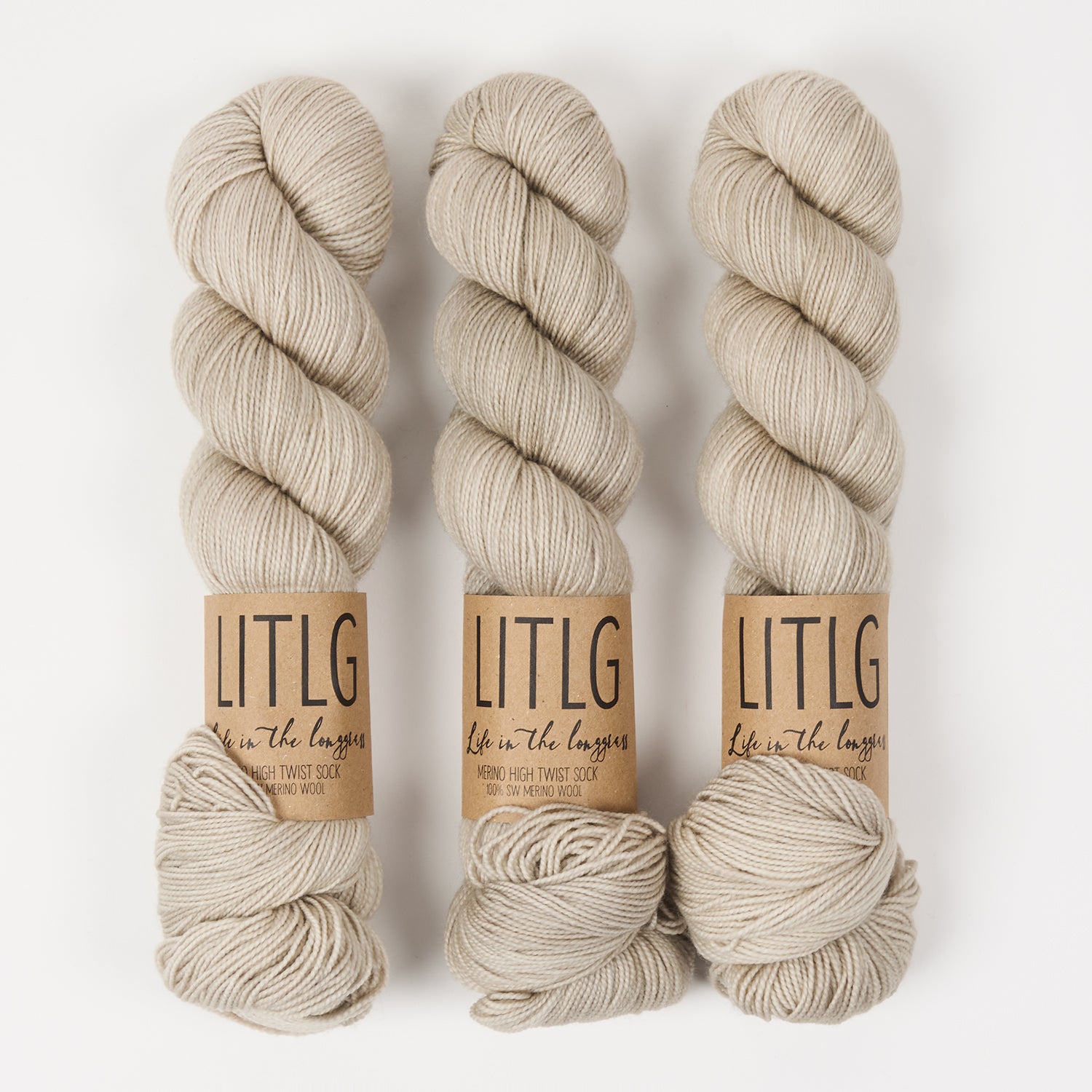Life in The Long Grass HIGH TWIST SOCK - CLOTH Merino wool Fingering grey Yarn