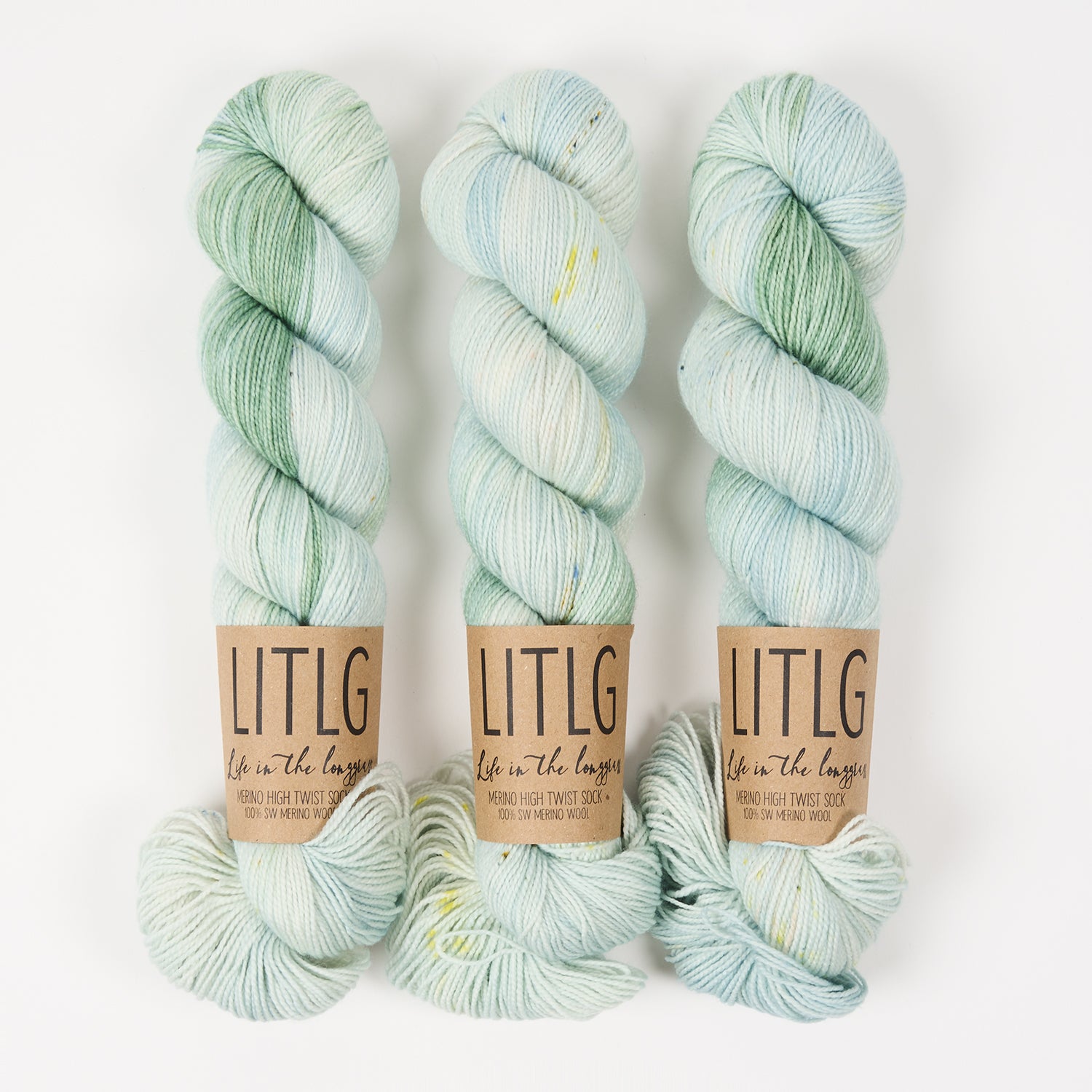 Life in The Long Grass HIGH TWIST SOCK - CRACKED ICE Merino wool Fingering blue Yarn