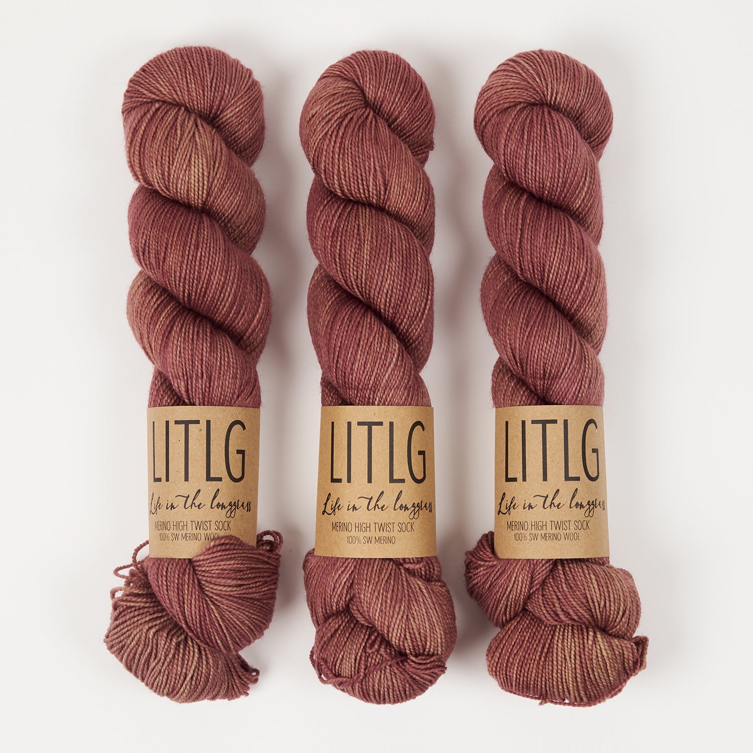 Life in The Long Grass HIGH TWIST SOCK - EARTHENWARE Merino wool Fingering brown Yarn