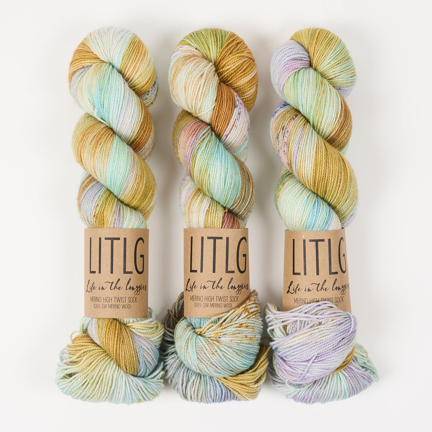 Life in The Long Grass HIGH TWIST SOCK - EARTHSHINE Merino wool Fingering multicolour Yarn