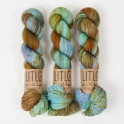 Life in The Long Grass HIGH TWIST SOCK - FIREFLY Merino wool Fingering multicolour brown green blue Yarn
