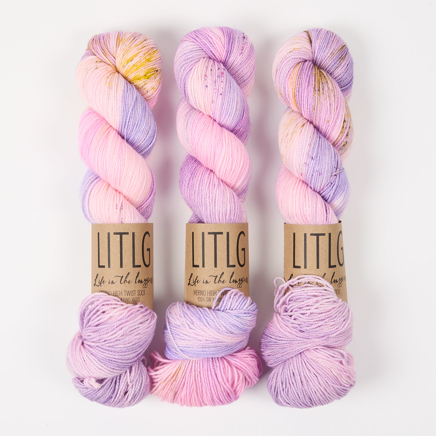 Life in The Long Grass HIGH TWIST SOCK - FIZZ Merino wool Fingering pink Yarn
