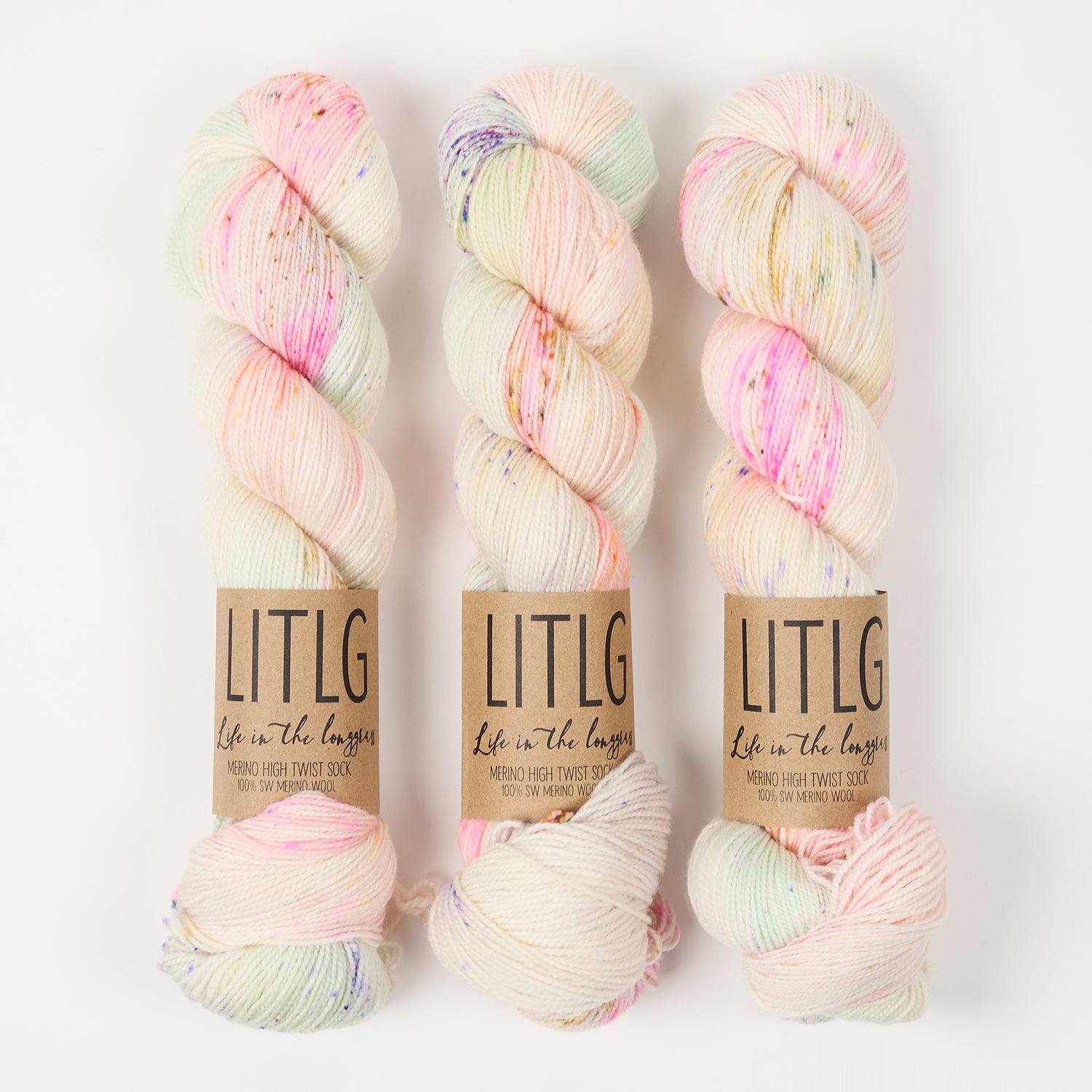 Life in The Long Grass HIGH TWIST SOCK - FLORAL Merino wool Fingering multicolour cream Yarn