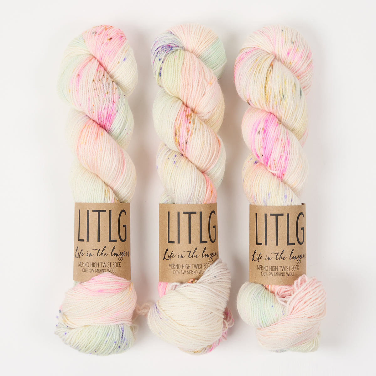 Life in The Long Grass HIGH TWIST SOCK - FLORAL Merino wool Fingering multicolour cream Yarn