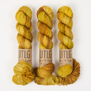 Life in The Long Grass HIGH TWIST SOCK - GORSE Merino wool Fingering yellow brown Yarn