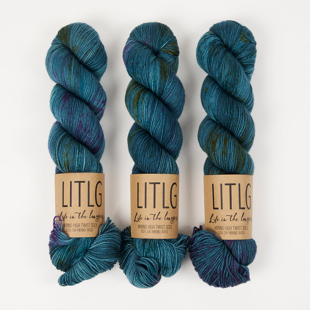 Life in The Long Grass HIGH TWIST SOCK - HARBOUR Merino wool Fingering blue Yarn