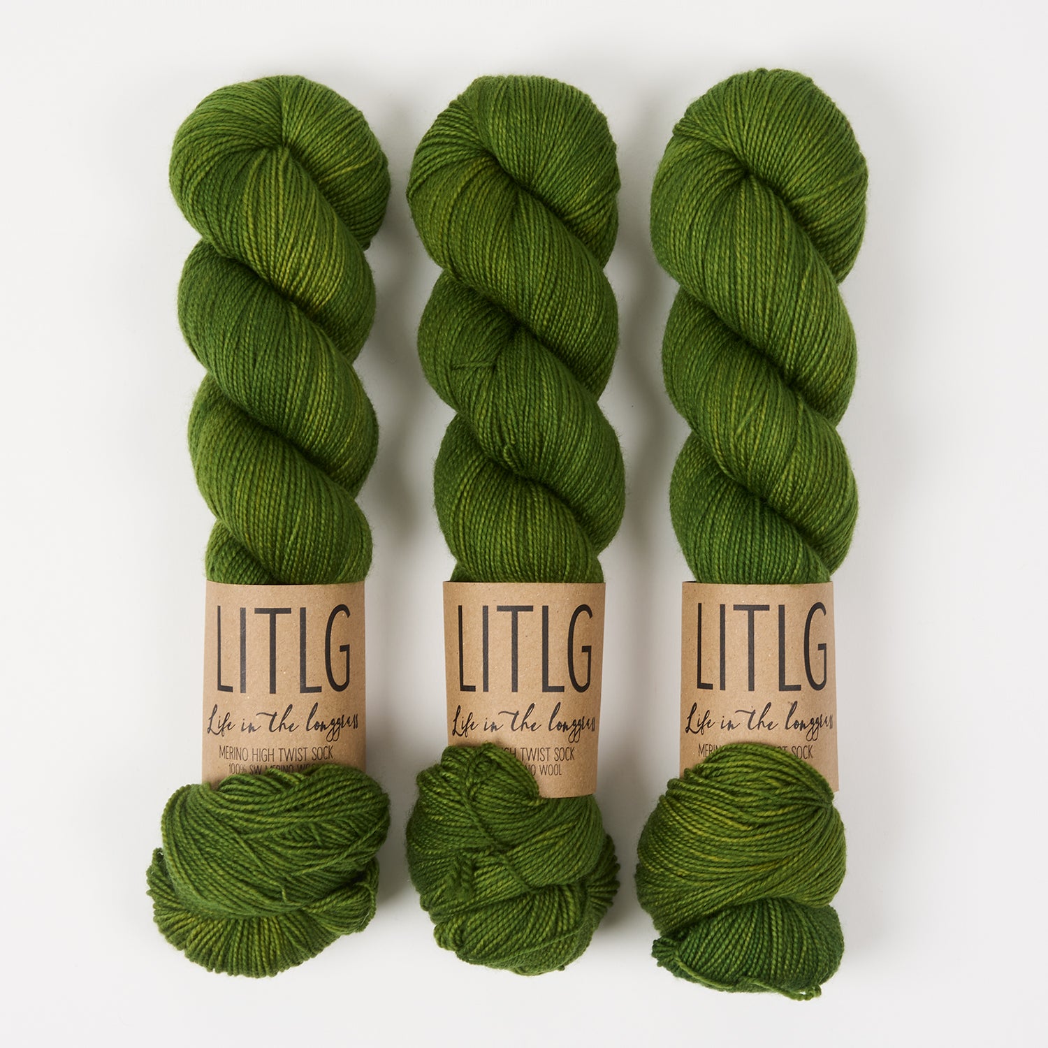 Life in The Long Grass HIGH TWIST SOCK - HEATHSTAR Merino wool Fingering green Yarn