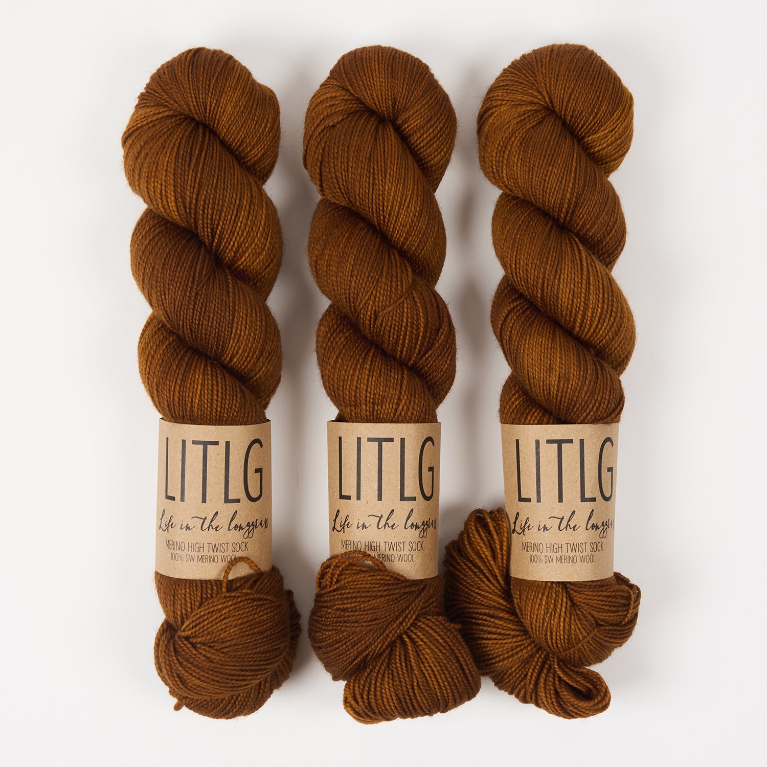 Life in The Long Grass HIGH TWIST SOCK - HIBERKNIT Merino wool Fingering brown Yarn