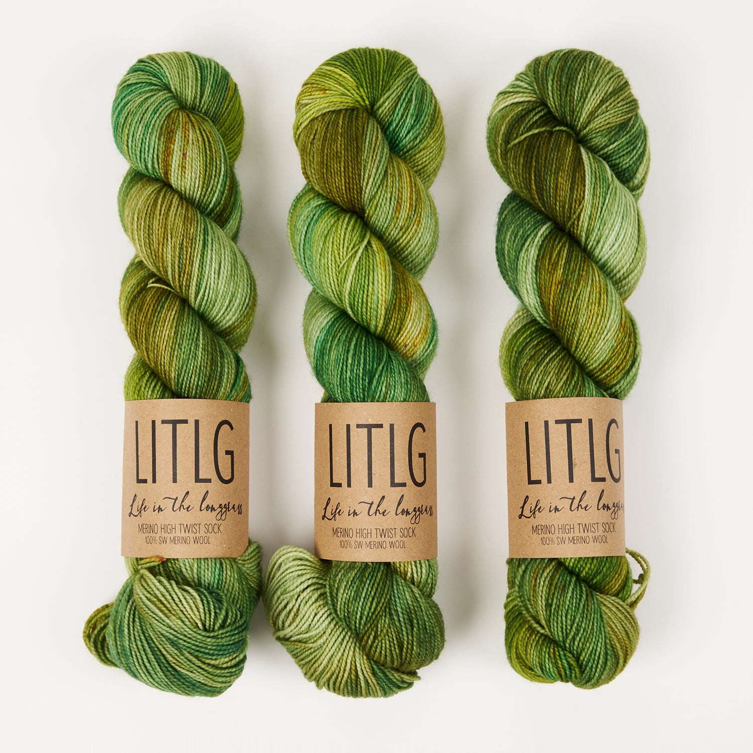 Life in The Long Grass HIGH TWIST SOCK - HILLSIDE Merino wool Fingering green Yarn